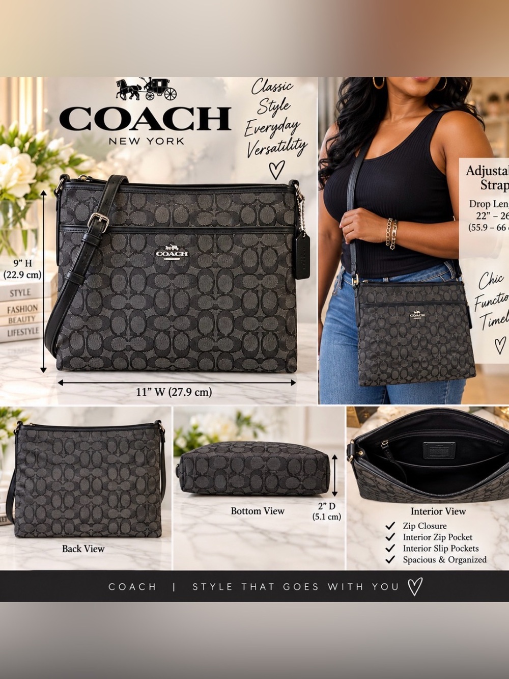 Coach Signature Crossbody Bag in Black and Brown